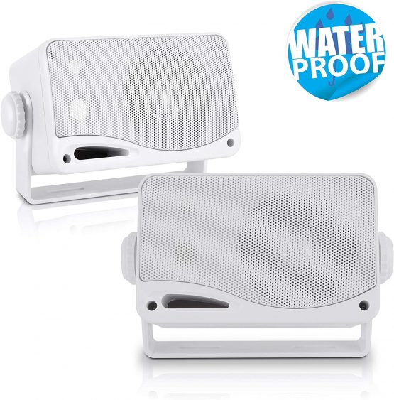 Pyle 3-Way Weather Proof Mini Box Speakers System Pair, 200 Watt, 3.5-Inch Size, White