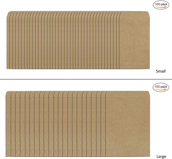 Coin Envelopes Seed Packets Kraft Paper Brown Bags for Small Parts Stamps Storage 200PCS for Home, Garden, Farm, and Office - 2 Size - Image 3