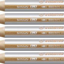 Multi-talented Pencil STABILO woody 3-in-1 Box of 5 Silver