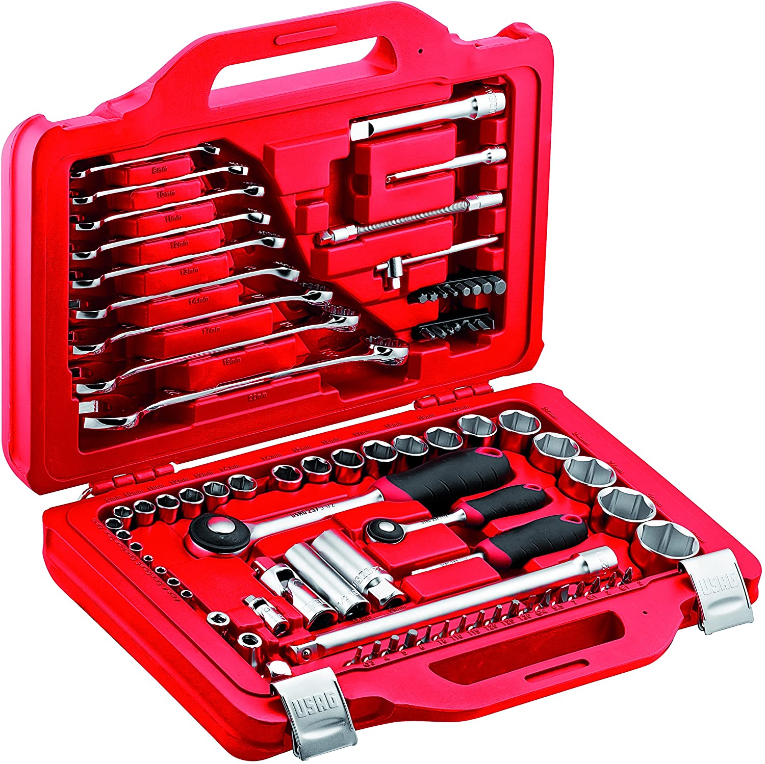 USAG-601 1/4-1/2 J82-Assortment with Hex Sockets and Combination Keys in Modular Box (82 Pieces) U06010010