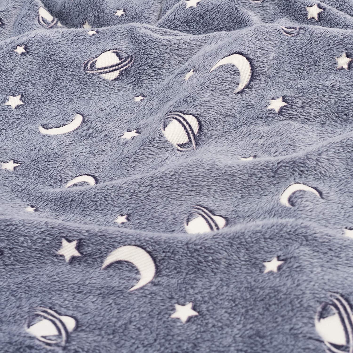 SOCHOW Glow in The Dark Throw Blanket 127cm x 150cm, Galaxy Stars Pattern Flannel Fleece Blanket, All Seasons Grey Blanket for Kids - Image 4