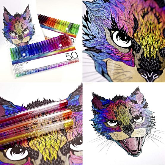 Glitter Pens 100 Set by Chromatek. Best Colors. 200% the Ink: 50 Gel Pens, 50 Refills. Super Glittery Ultra Vivid Colors. No Repeats. Professional Art Pens. New and Improved. Perfect Gift! - Image 2