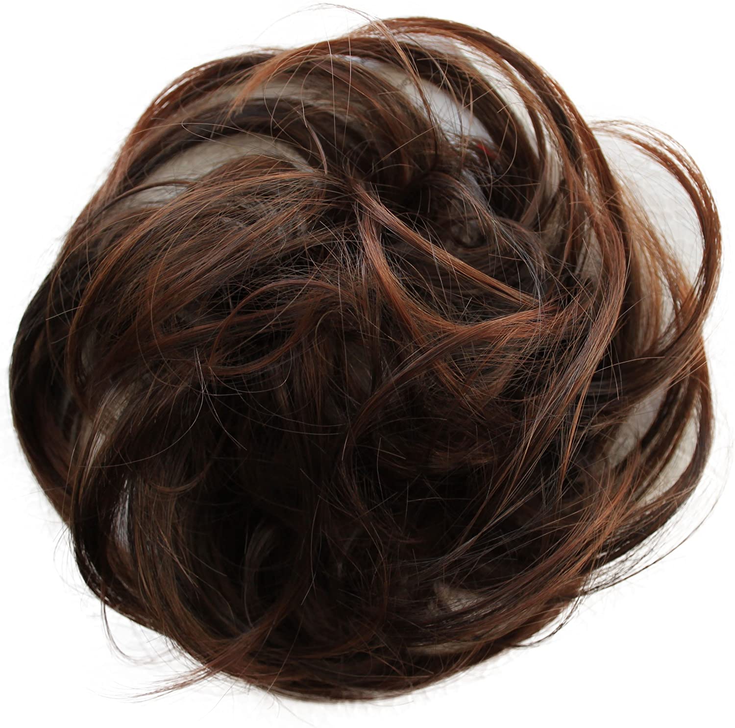 CAISHASynthetic Fiber Hairpiece Scrunchie Scrunchy Updo Slightly Wavy Brown Mix G26B, brown mix #4T30A G26B, 17 cm x 2 cm