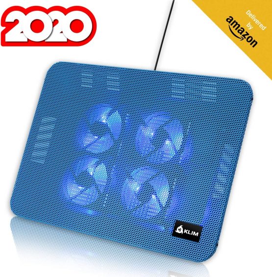 KLIM Serenity + Laptop Cooling Stand for Laptop + 11 to 15.6 inches + Perfect for Small and Medium Laptops + Stable And Sturdy Metal Grid + Silent Laptop Cooling Pad + NEW 2021 (Blue)