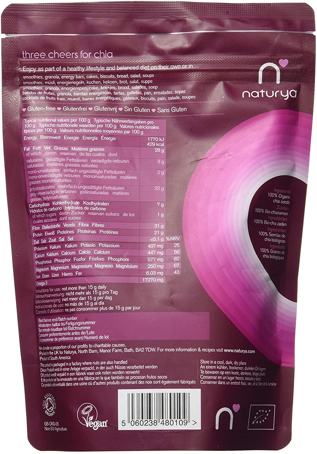 Naturya Natural Chia Seeds 300g - Image 2