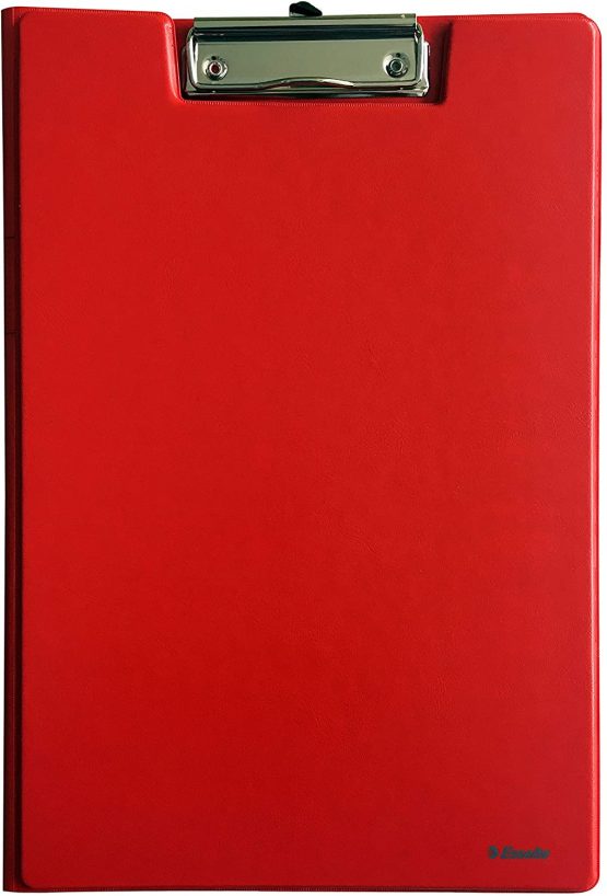 Esselte A4 Clipfolder with Cover, Rigid Plastic, Red