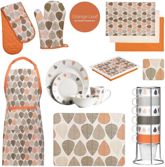 Premier Housewares Leaf Double Oven Glove - Orange - Image 3