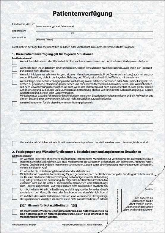 Sigel PV450, Patient Personal Prevention in Case of Accident Illness and Age A4 Form Set 1 Set - Image 2