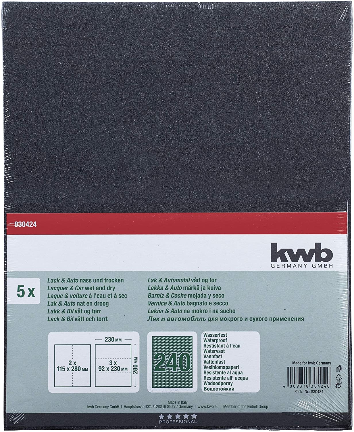 kwb Waterproof Sandpaper Sheet 230X280 Mm Made of Silicon Carbide with Grit 240 - Image 2