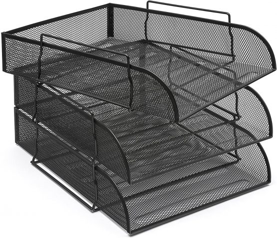 Osco Mesh Letter Tray Scratch-resistant Stackable Front-load Portrait Foolscap Black Ref LT-SSP B LT-SSP BLACK - Image 3
