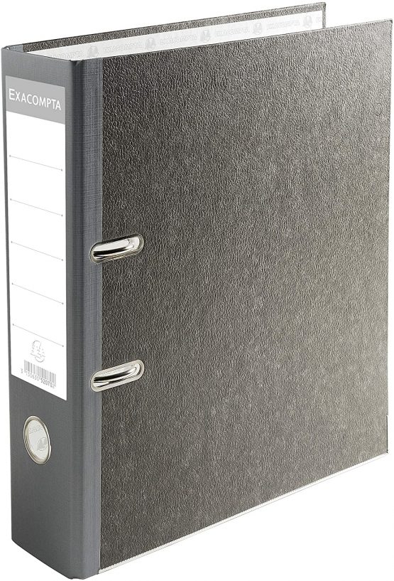 Exacompta Lever Arch File with punch, A4, 70 mm spine - Grey Spine