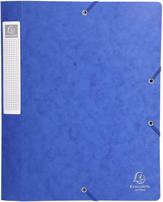 Exacompta Cartobox Elasticated Box File with 3 Flaps and 4 cm Spine 5/10th Polished Cardboard 24 x 32 cm Pack of 10 Blue - Image 2