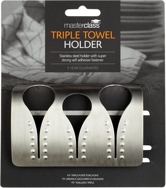 Master Class Professional Stainless Steel Triple Towel Holder - Image 2