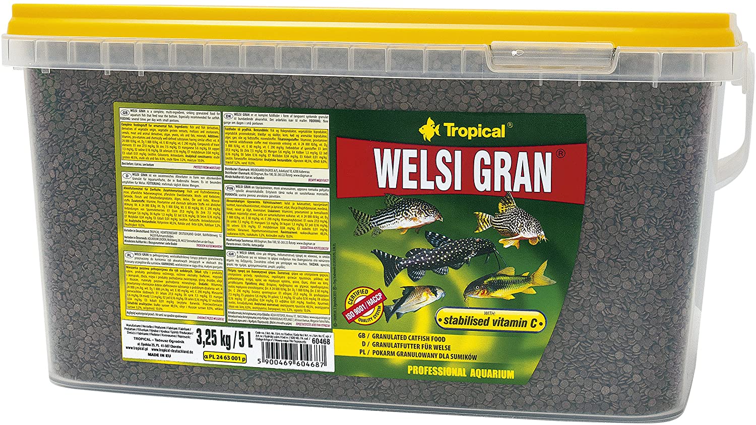 Tropical WELSI GRAN 5L / 3,25kg sinking granules for catfish & bottom-feeding fish with stabilized vitamin C