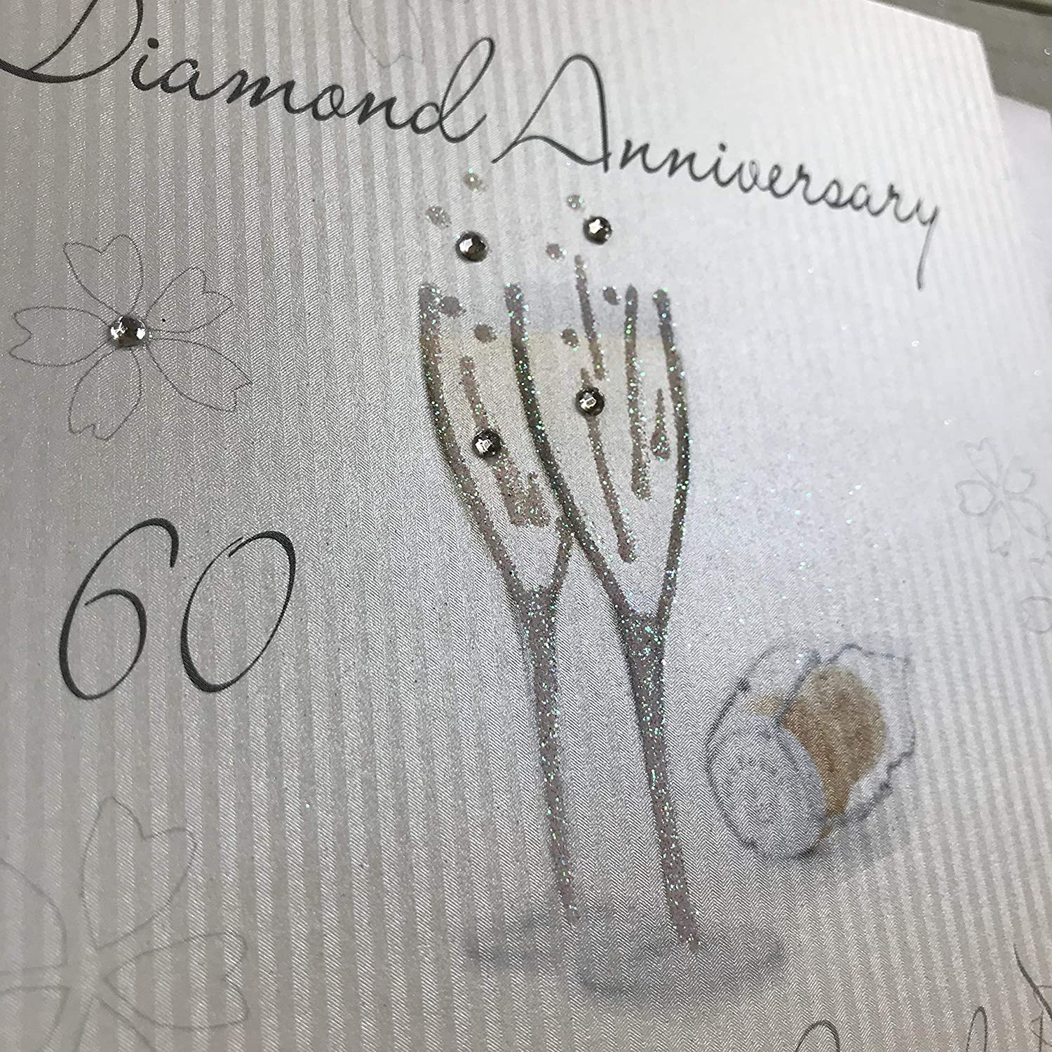 White Cotton Cards "Diamond Anniversary With Love On Your Special Day Handmade 60th Anniversary Card, WA60 - Image 2