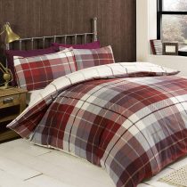 Rapport Home Lomond Check 100 Percent Brushed Cotton Duvet Set, Red, Double