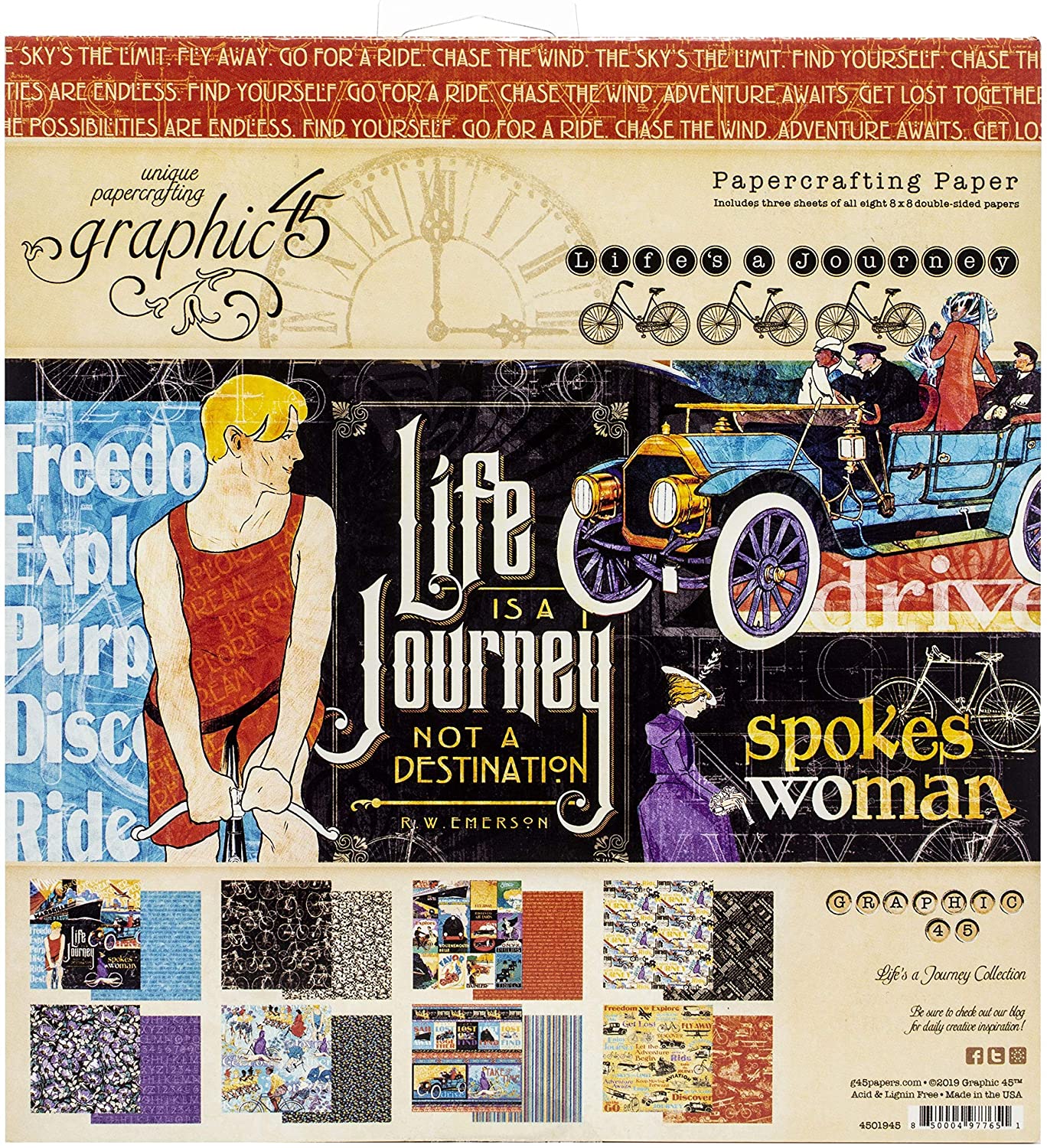 Graphic 45 Paper 8X8 PAD, Life's Journey, 8 Designs/3 Each, Medium - Image 2