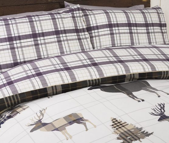 So Soft Flannelette Stag Single Duvet Cover and Pillowcase Bedding Bed Set Brushed Cotton Quilt Cover Natural, Grey - Image 2