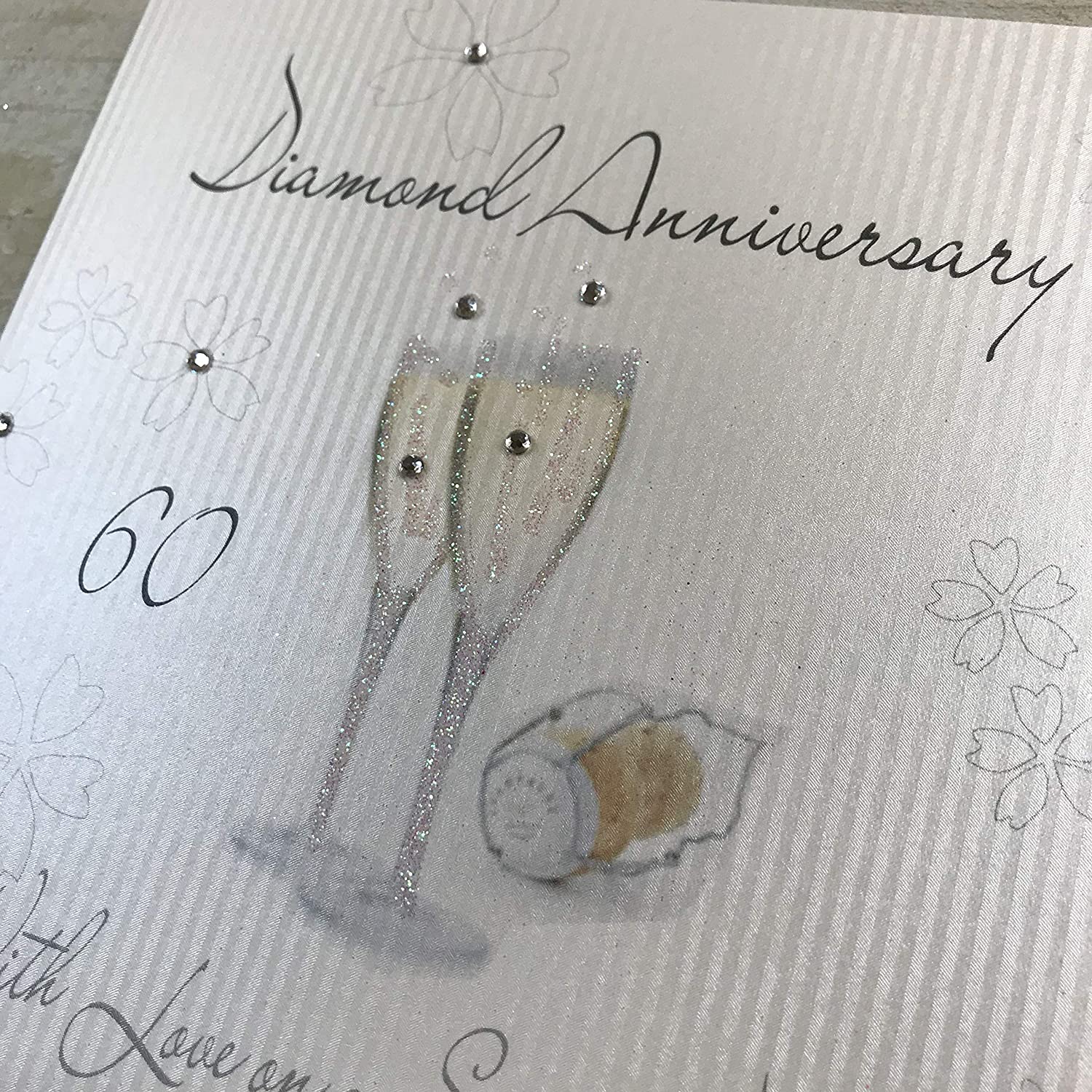 White Cotton Cards "Diamond Anniversary With Love On Your Special Day Handmade 60th Anniversary Card, WA60 - Image 3