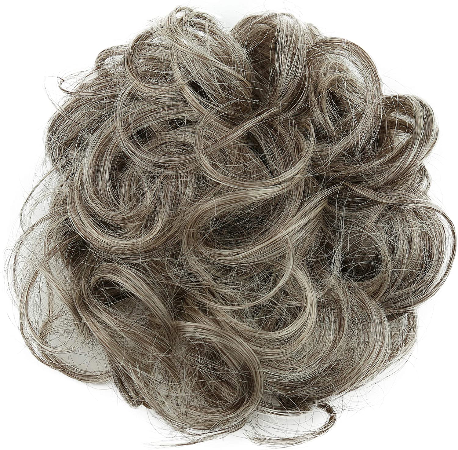 CAISHA Messy Scrunchie Bun Voluminous Wavy Hairpiece Heat-resistant Synthetic Fibres Gray Blond Mix G21A