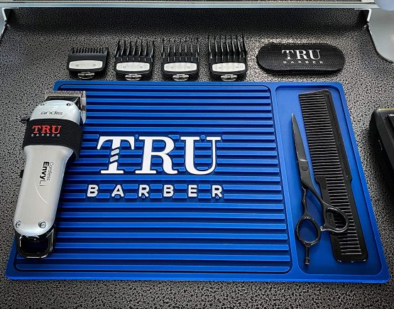 TRU BARBER ORGANIZER MAT 14”X 9" flexible PVC Station Mat, Professional Mat, Salon and Barbershop