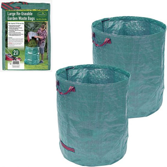 GardenKraft 10029 Reusable Garden Waste Bags / 272 Litres / H 76cm x D 67cm / Freestanding With Heavy Duty Carry Handles / Pack Of 2 - Image 2