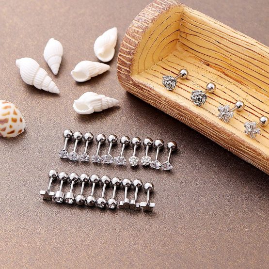 Milacolato 12 Pairs Stainless Steel Ball Stud Earrings Set Barbell Cartilage Helix Ear Piercing 4mm - Image 4