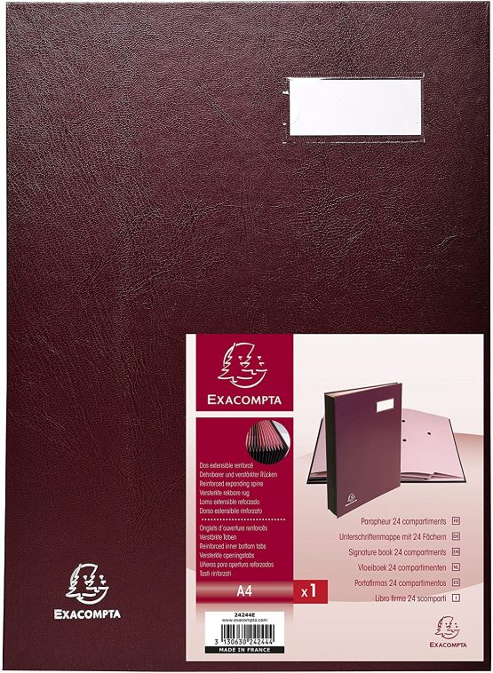 Exacompta Direction Signature Book, A4, 24 Compartments - Burgundy