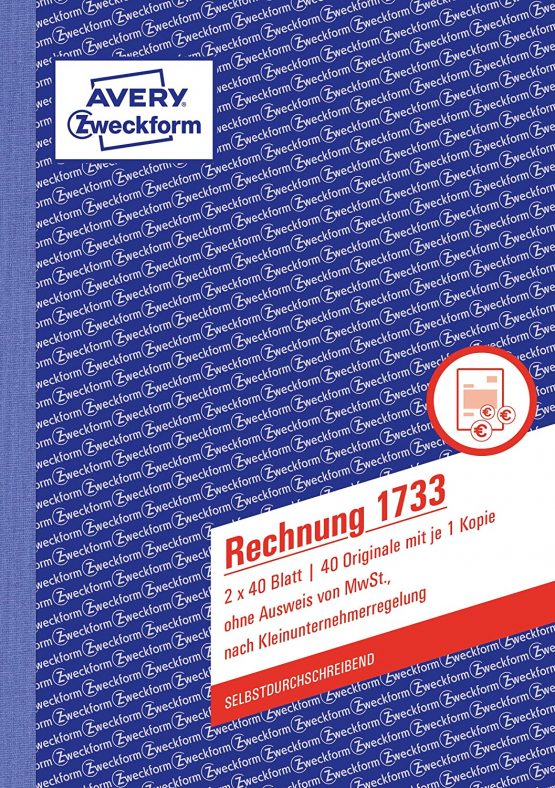 Avery Zweckform 1733 Invoice Small Business (A5, self-Copying, 2x40 Sheets) White/Yellow