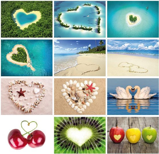 Pack of 24 "LOVE POSTCARDS" with 24 hearts, all different images, 5,8 x 4,1 inch (DIN A 6) by Edition Colibri - Image 2