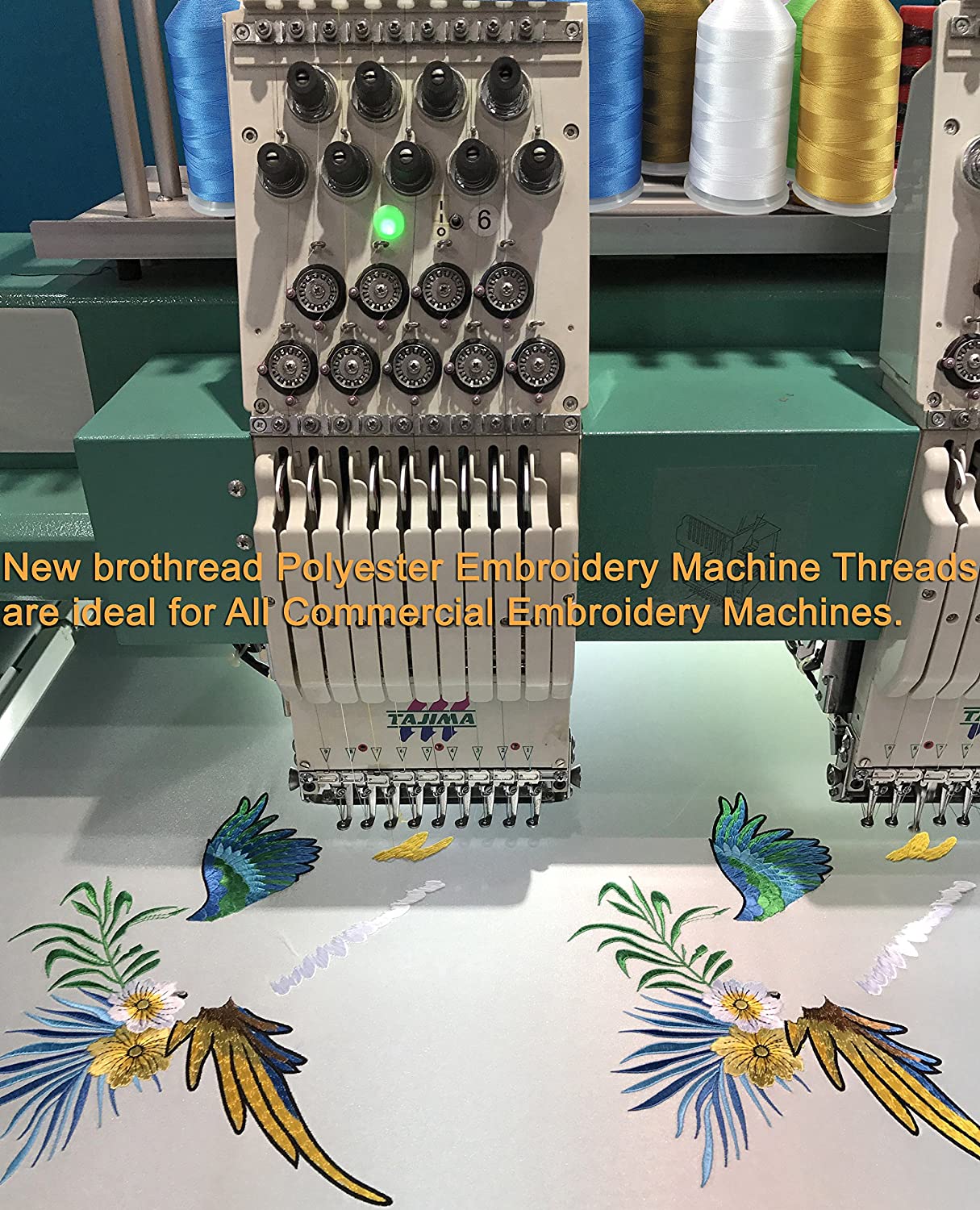 New brothread Set of 2 (White + Black) Polyester Machine Embroidery Thread Huge Spool 5000M for All Embroidery Machines - Image 4