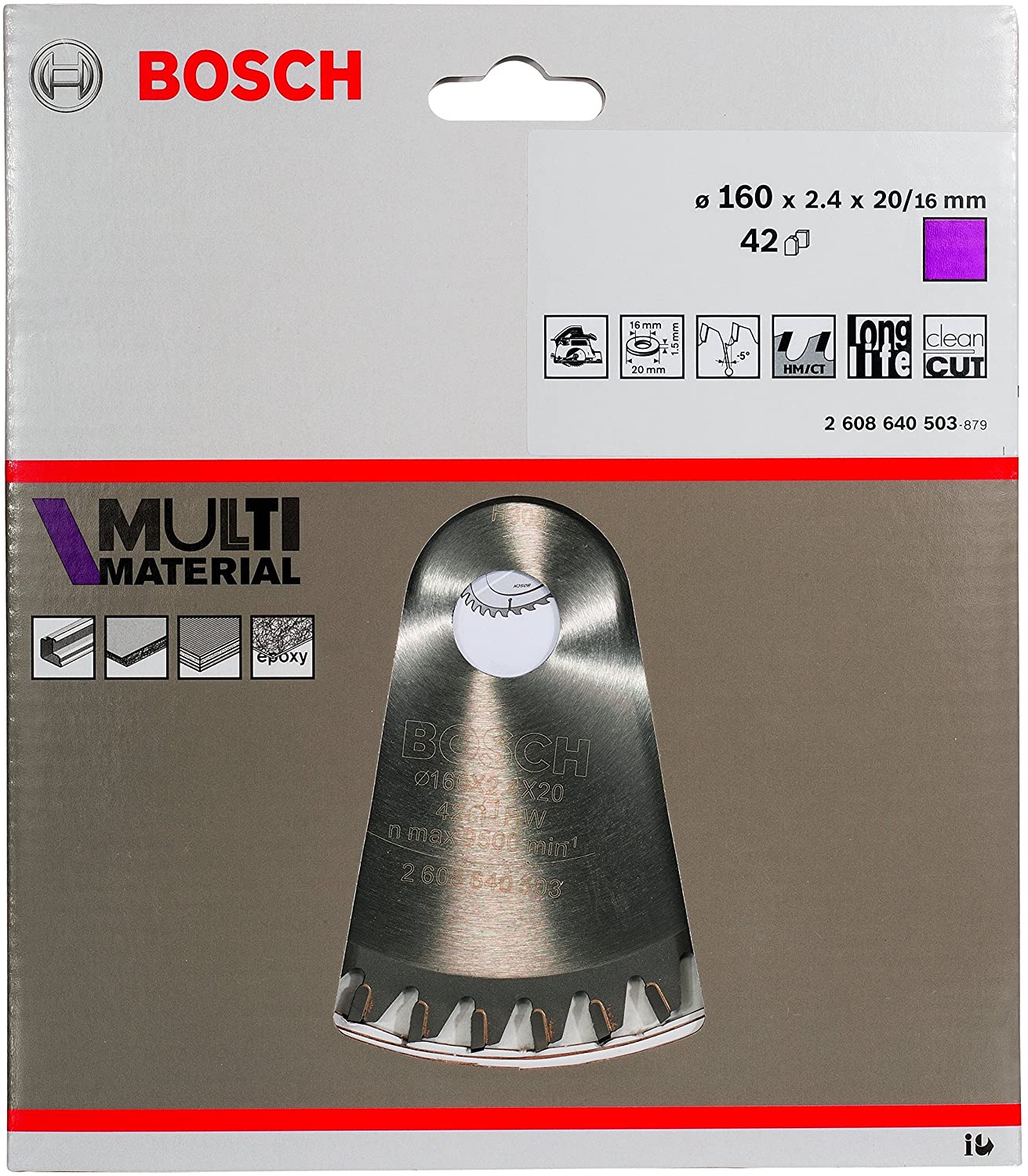 Bosch 1x PRO Multi Material Circular Saw Blade for Corded Hand-Held Saws (for Aluminium Plastics, diameter mm - Image 2