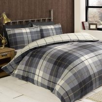 Rapport Home Lomond Check 100 Percent Brushed Cotton Duvet Set, Blue, Single