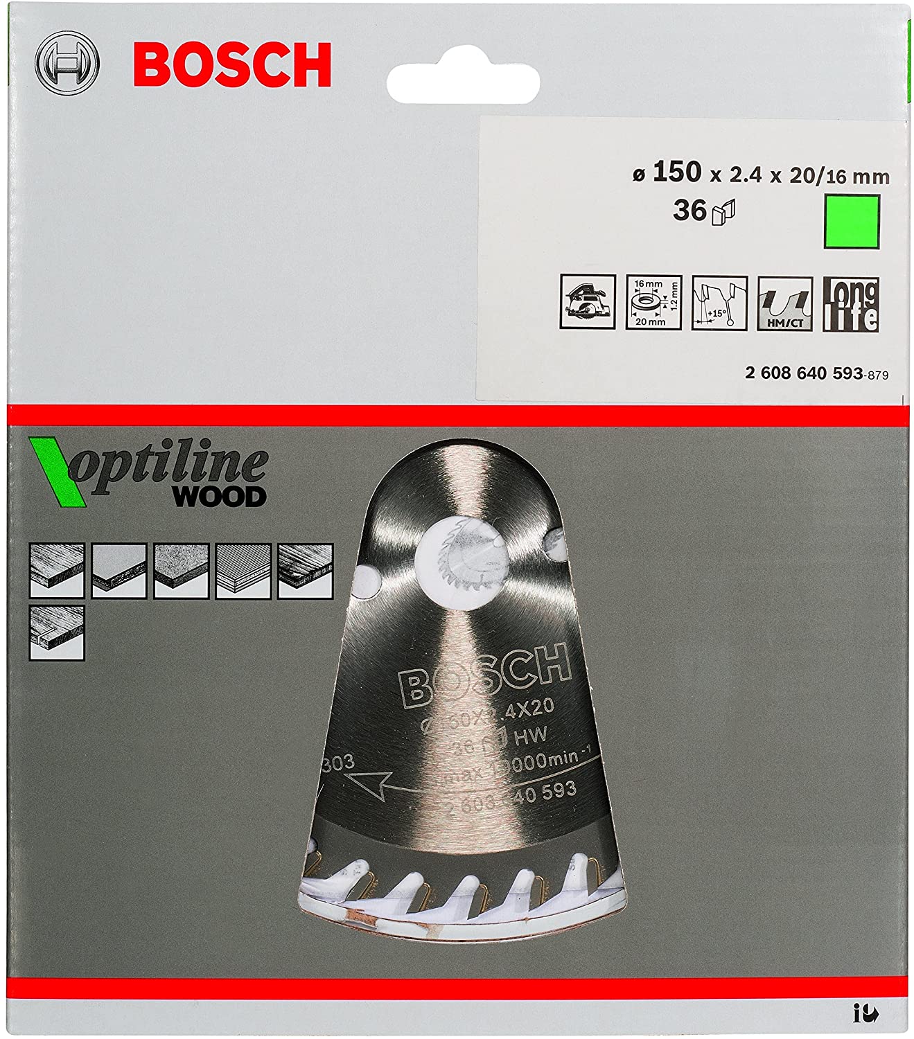 Bosch 1x PRO Wood Circular Saw Blade for Corded Hand-Held Circular Saws (for Softwood Hardwood, diameter mm - Image 2