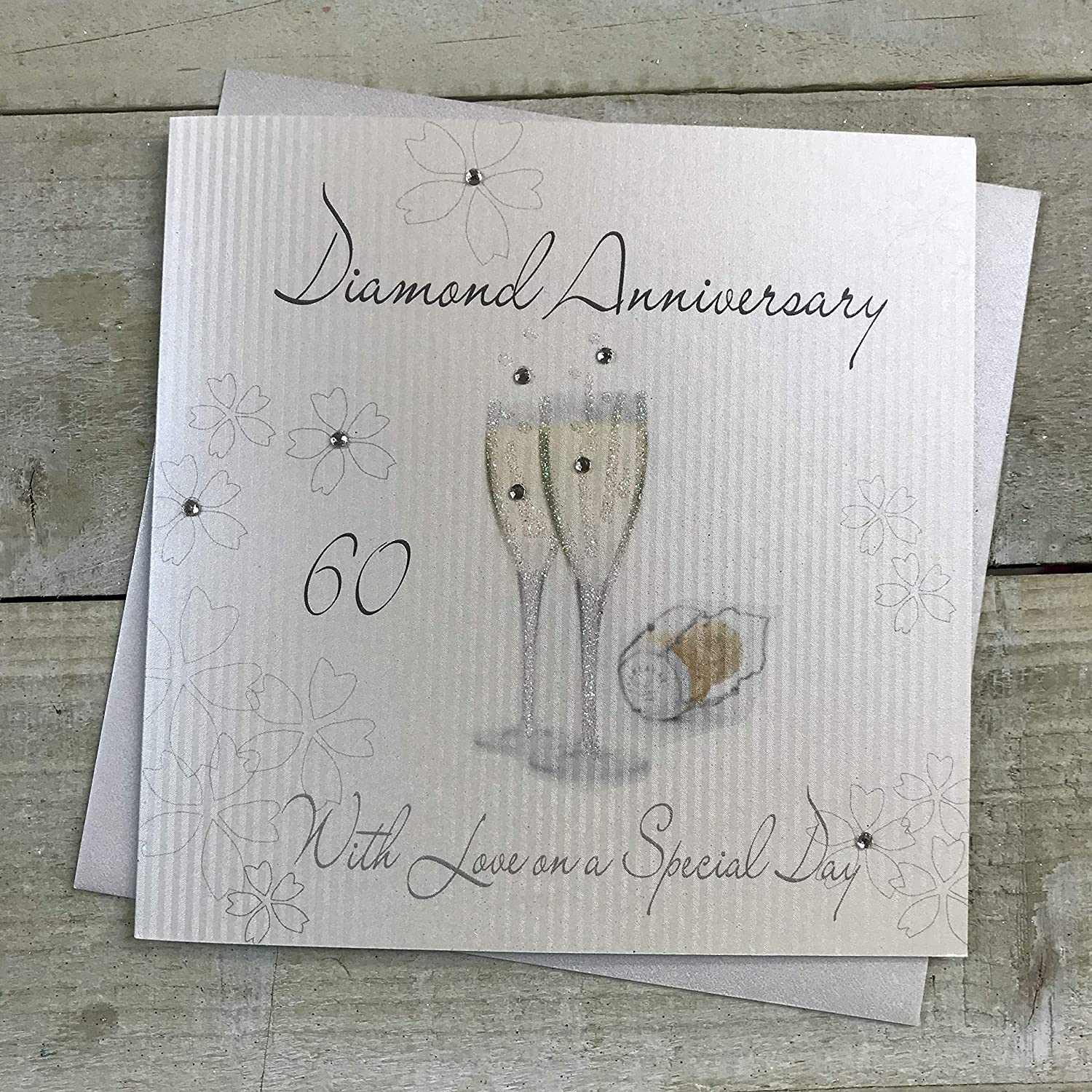 White Cotton Cards "Diamond Anniversary With Love On Your Special Day Handmade 60th Anniversary Card, WA60