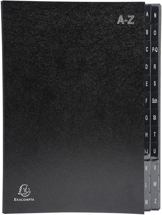 Exacompta Multipart File, A4 270 gsm, 24 Sections (labelled A-Z) - Black