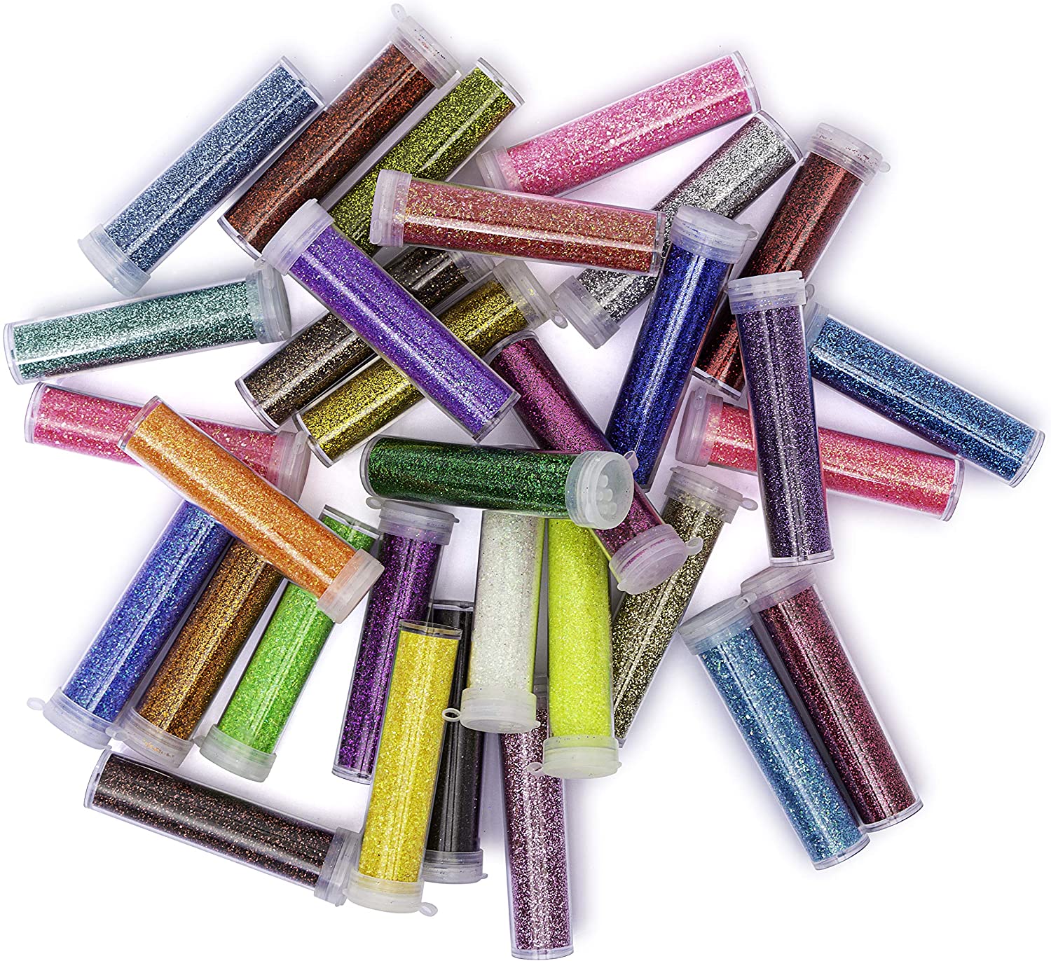 abeec Glitter Shaker Tubes in 32 Assorted Vibrant Colours – 32 Fine ...