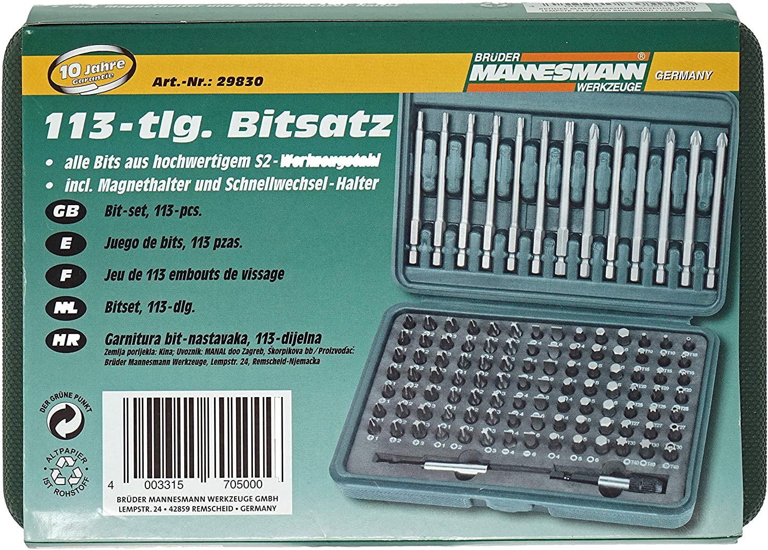 Mannesmann Bit Set (113 Pieces), Multicolor, Variety Pack - Image 3