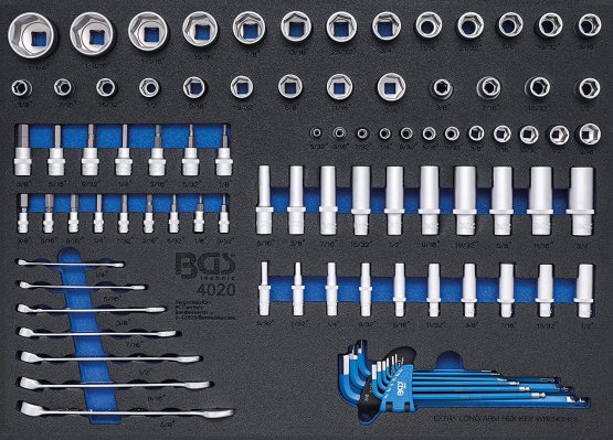 BGS 4020 | Tool Tray 3/3: Sockets / Combination Spanners | Inch Sizes | 90 pcs.