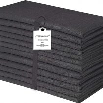 Cotton Clinic Cloth Napkins Washable Easycare Set of 12, 50x50 cm Soft and Comfortable Cotton Dinner Napkins Cloth for Wedding Party Dinner Table, Tea Party Napkins - Black