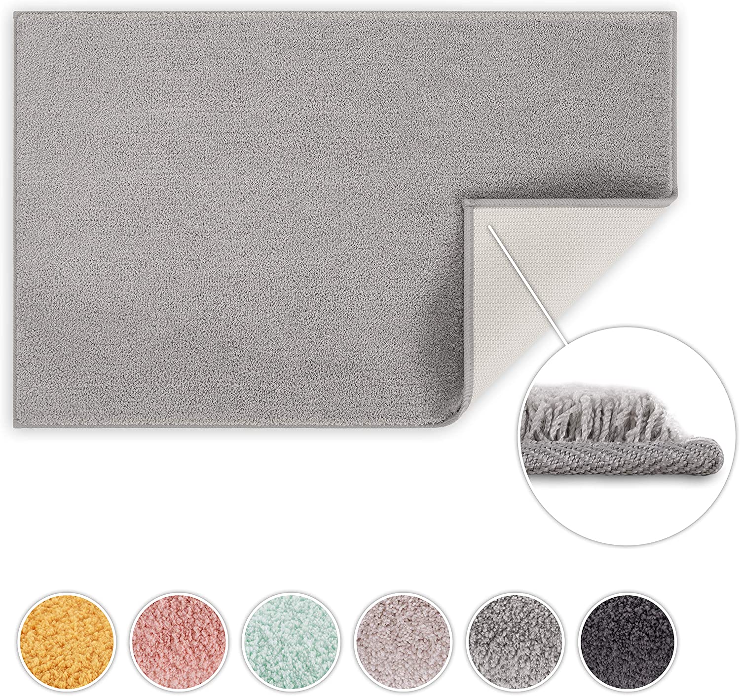 Blumtal Light Grey Bath Mat - Super Soft Non Slip Bathroom Mat, Washable Bathroom Rug, 50x80 cm, 50 x 80 cm (Microfibra) - Image 2