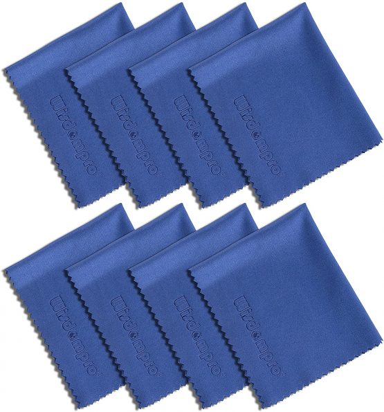 wisdompro 8-Pack Microfiber Cleaning Cloth For Camera Lens, Glass, Lenses, Phone, iPhone, iPad, Tablet, Laptop, LCD TV/Computer Screen/Monitor and other Delicate Surface - Blue (6 x 7 inch)