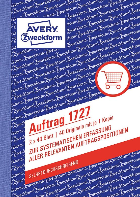 Avery Zweckform DIN A6 1727 Order, Carbonless, 2 x 40 Sheets, White, Yellow