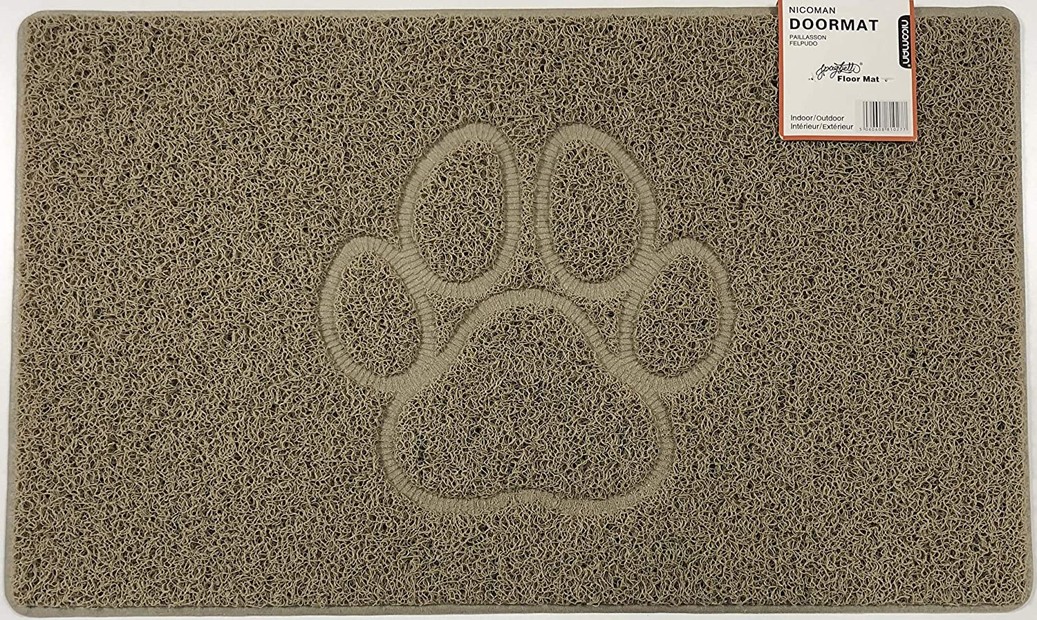 Nicoman Paw Embossed Shape Indoor Outdoor Dirt-Trapper Door Mat Washable Barrier Heavy Duty Doormat, (Watertight Rubber-Back