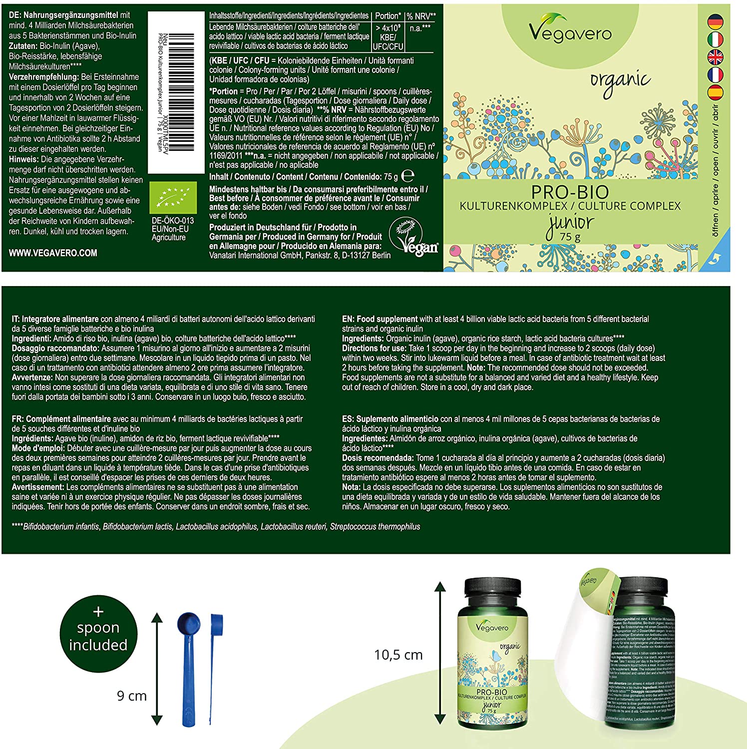 Vegavero Organic Probiotics for Kids, 75 count (Pack of 1) - Image 2