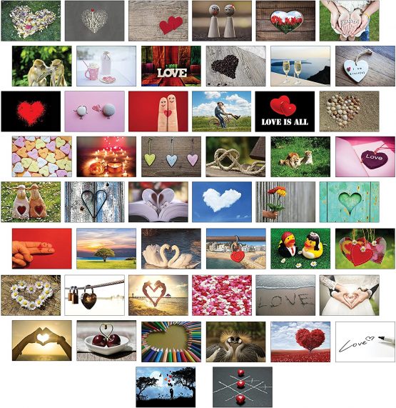 Love Postcards, 50 Love/Heart/Marriage Themed Postcards