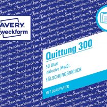 Avery Zweckform 300, Receipt Inclusive of VAT, DIN A6, fälschungssicher, 50 Sheets, White