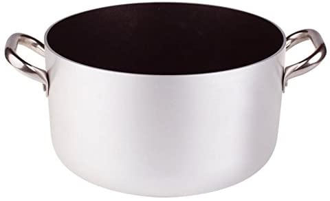 Pentole Agnelli Professional Aluminium Anti-Adherent 3 Mm. Deep Platinum Saucepot with 2 Handles, 1.8 Litre, Colour-Silver, 16 cm