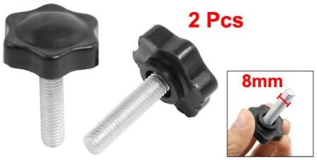 Sourcingmap 2 Pcs M8 x 32mm Male Thread 30mm Star Head Clamping Knob Black, Black,silver - Image 2