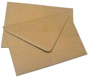 100x C6 Plain Flecked Recycled Kraft Card Envelopes Natural Brown (114x162mm A6)